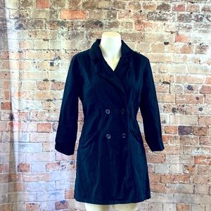 Miss LiLi Trench Coat Midi Black Sz Medium